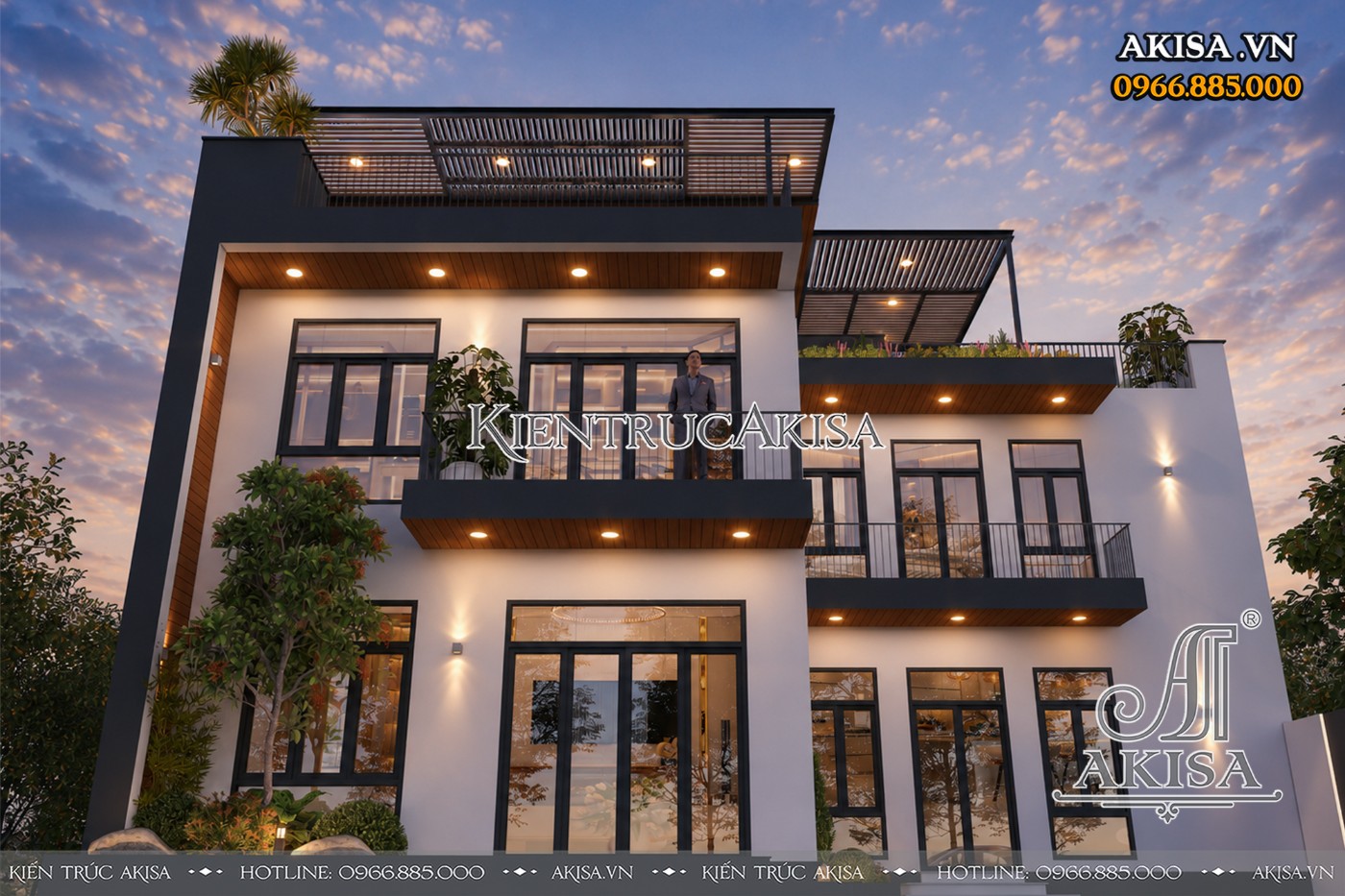 Thiết kế biệt thự hiện đại 2 tầng mái bằng (CĐT: ông Cao - Hà Nội) BT211208