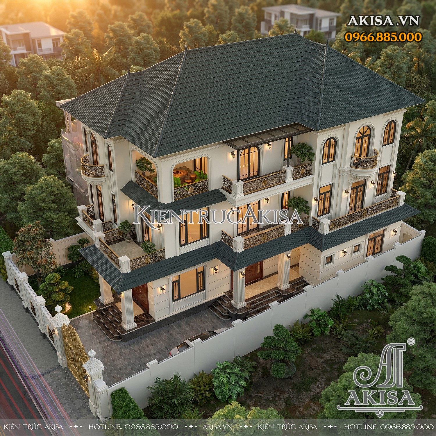 Biệt thự tân cổ điển mái Nhật 3 tầng (CĐT: ông Sang - Thái Bình) BT321209