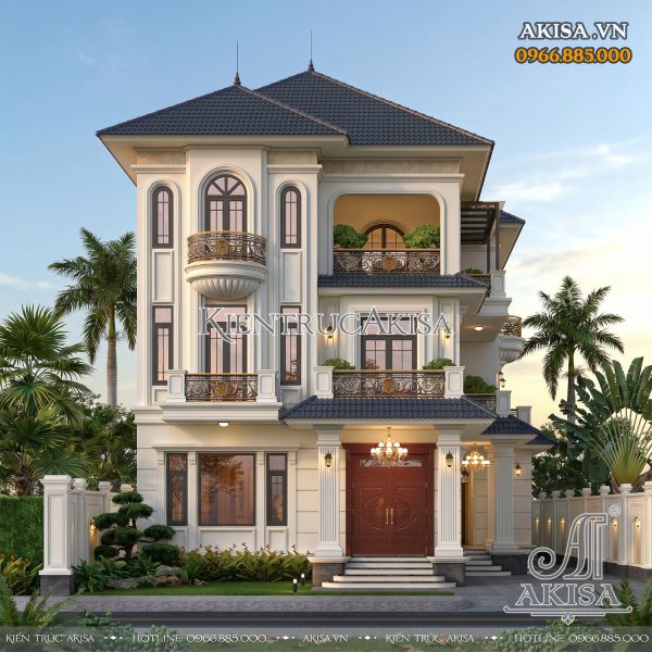 Biệt thự tân cổ điển mái Nhật 3 tầng (CĐT: ông Sang - Thái Bình) BT321209
