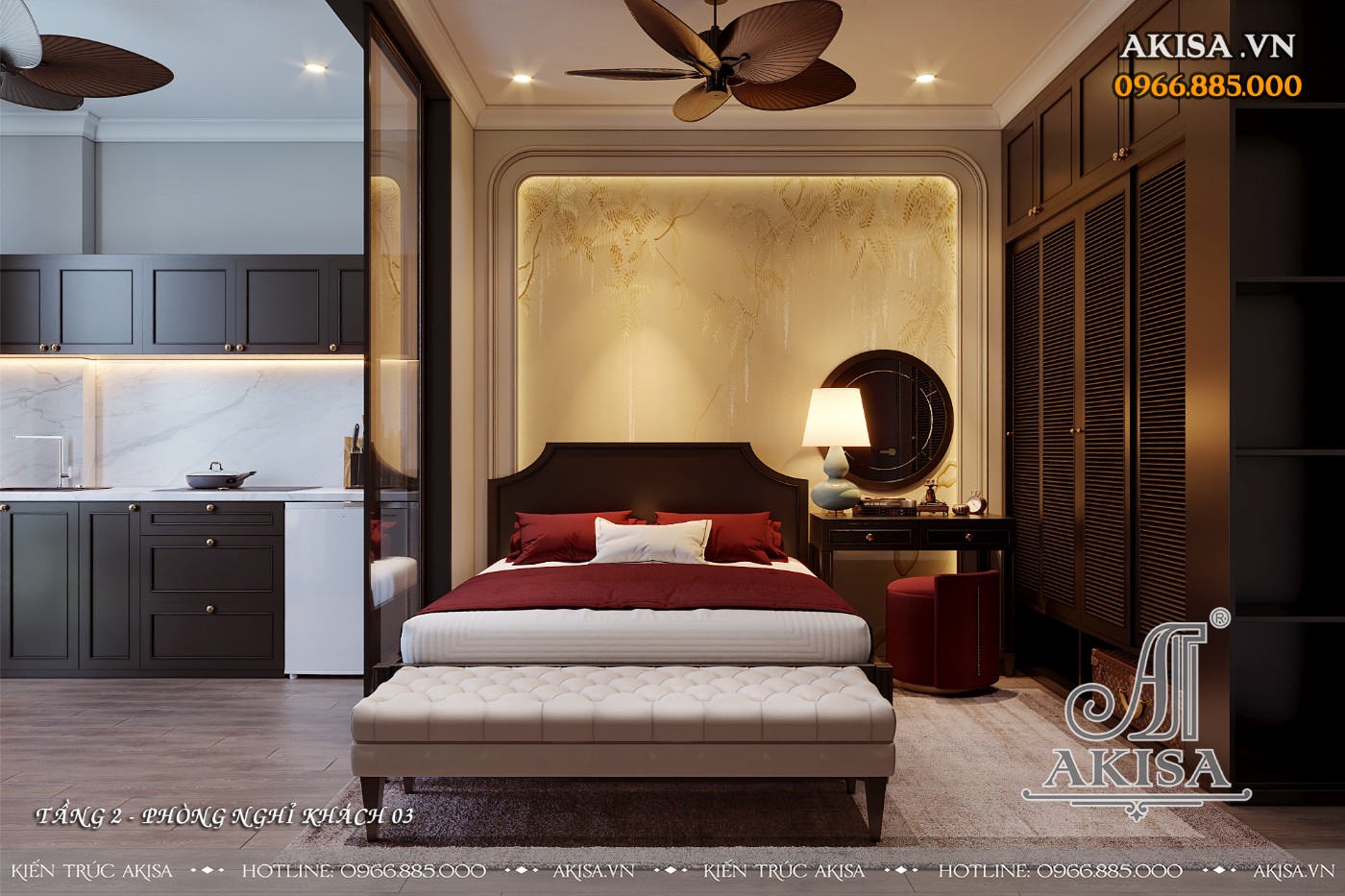 Thiết kế nội thất homestay phong cách indochine (CĐT: ông Quân - Hà Nội) NT34387