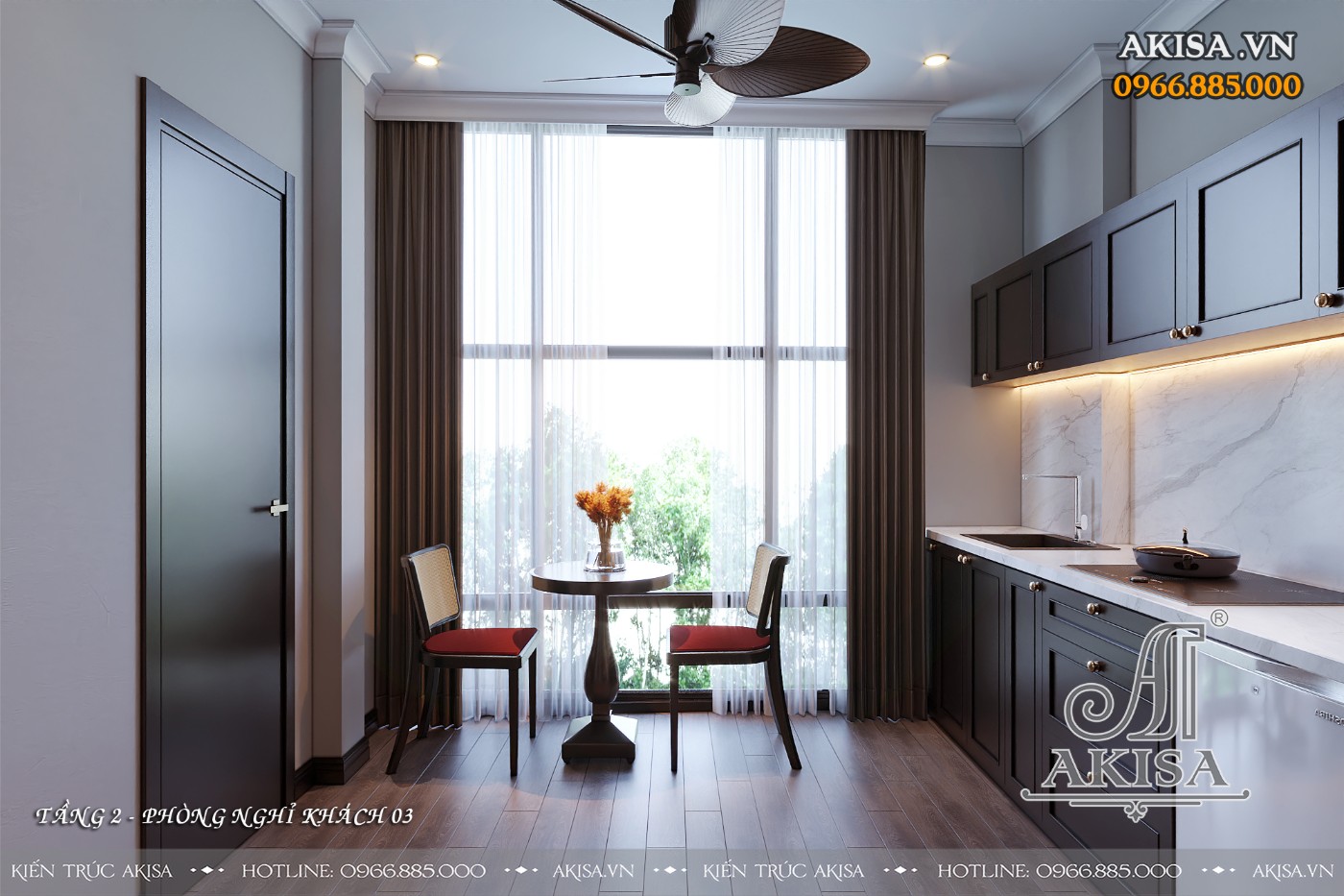 Thiết kế nội thất homestay phong cách indochine (CĐT: ông Quân - Hà Nội) NT34387