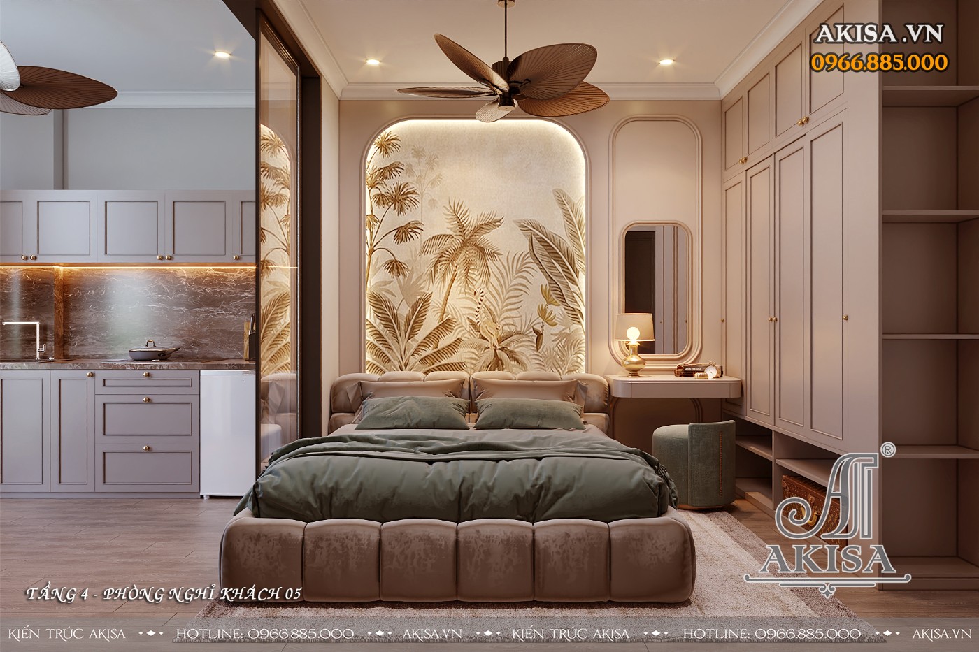 Thiết kế nội thất homestay phong cách indochine (CĐT: ông Quân - Hà Nội) NT34387
