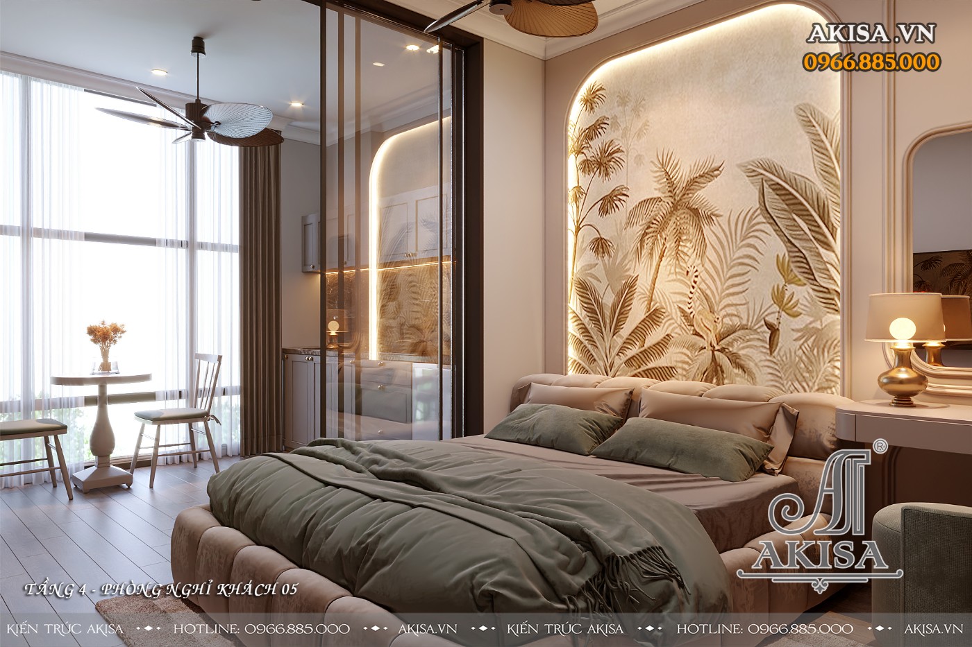 Thiết kế nội thất homestay phong cách indochine (CĐT: ông Quân - Hà Nội) NT34387