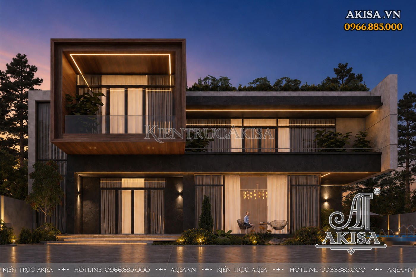 Mẫu villa 2 tầng nghỉ dưỡng (CĐT: bà Hoa - Hải Phòng) BT211214