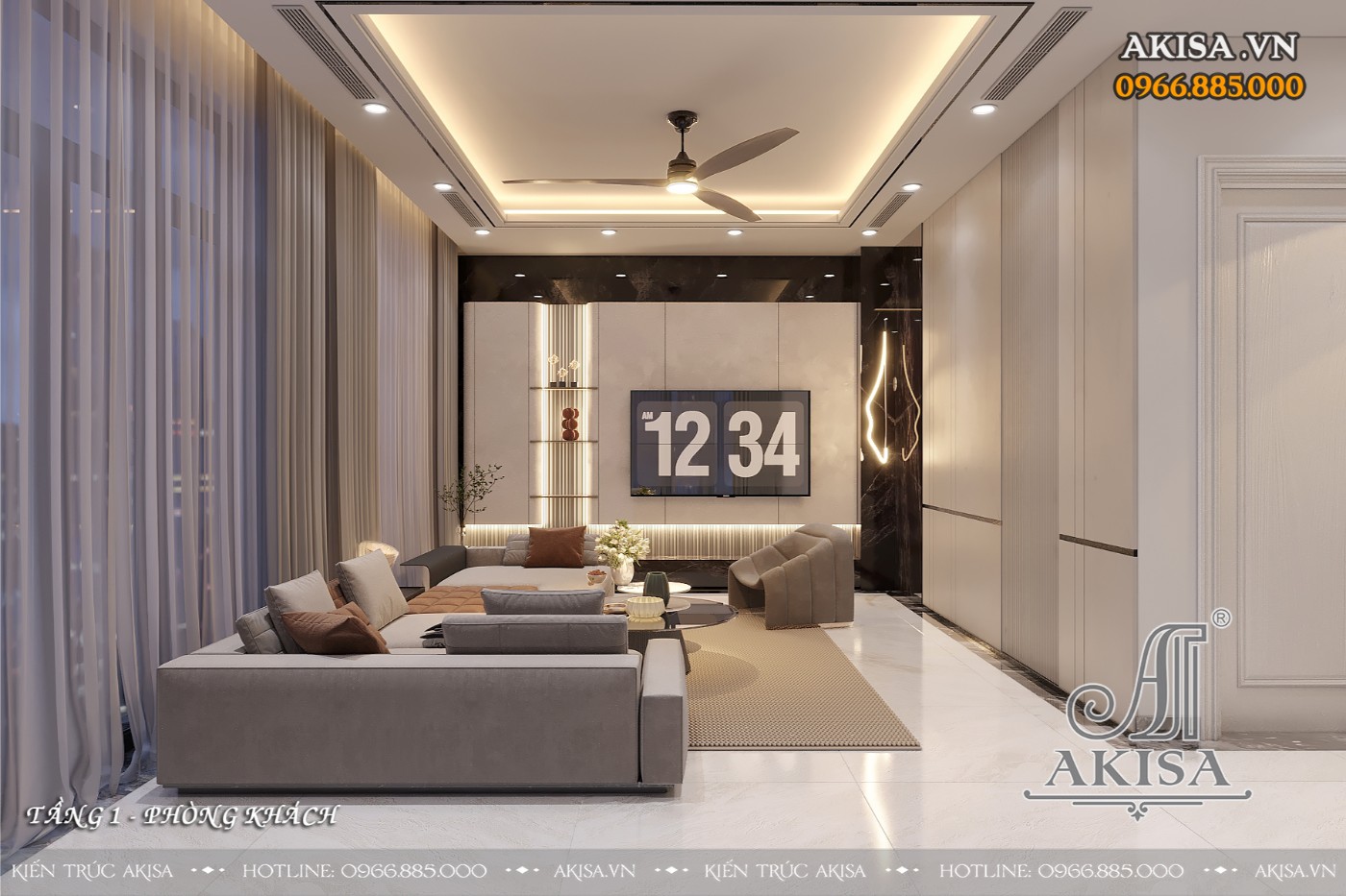 Thiết kế nội thất biệt thự hiện đại tối giản (CĐT: ông Cao - Hà Nội) NT211208