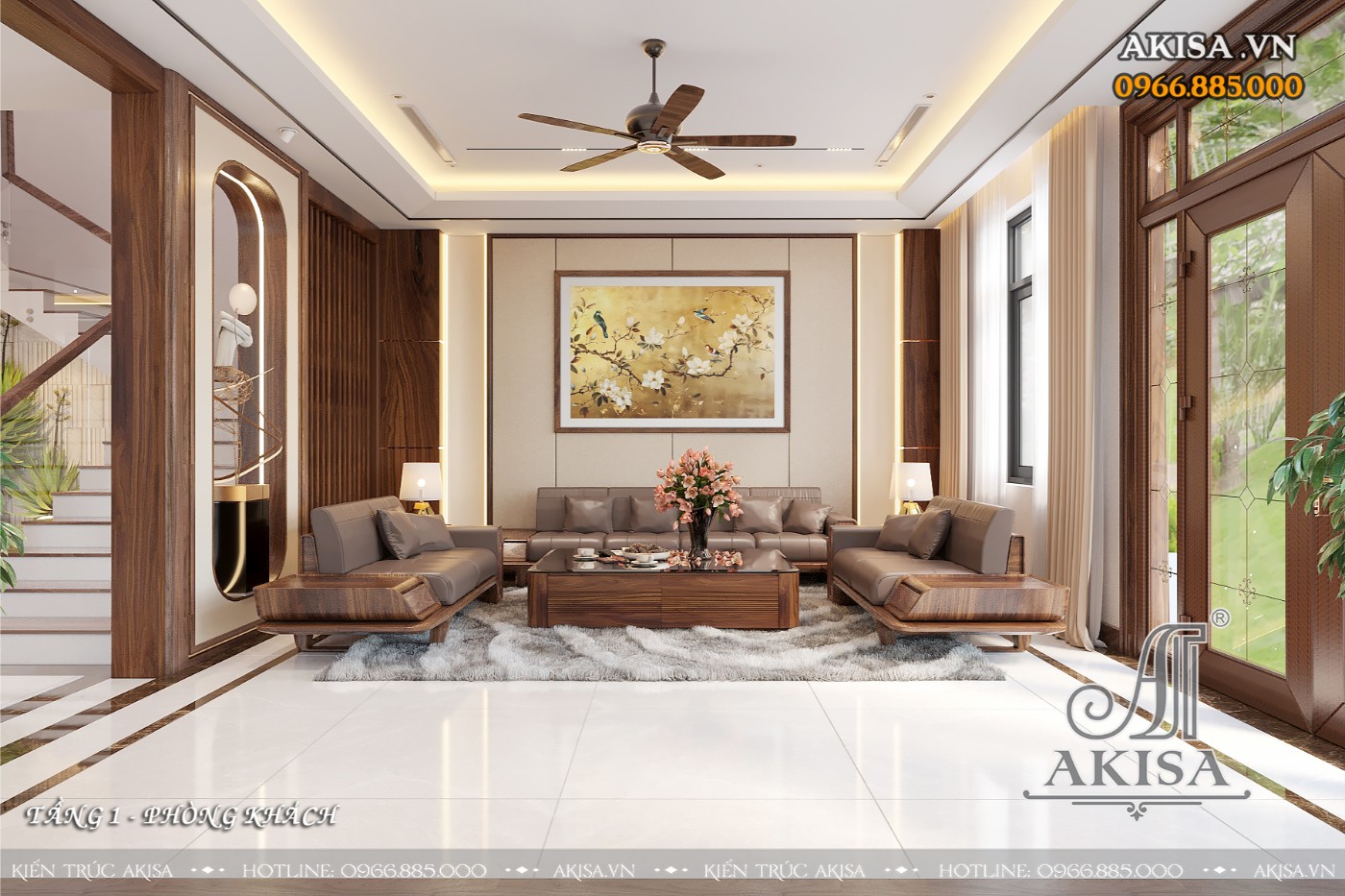 Nội thất biệt thự gỗ óc chó hiện đại (CĐT: bà Vân - Hà Nam) NT311197