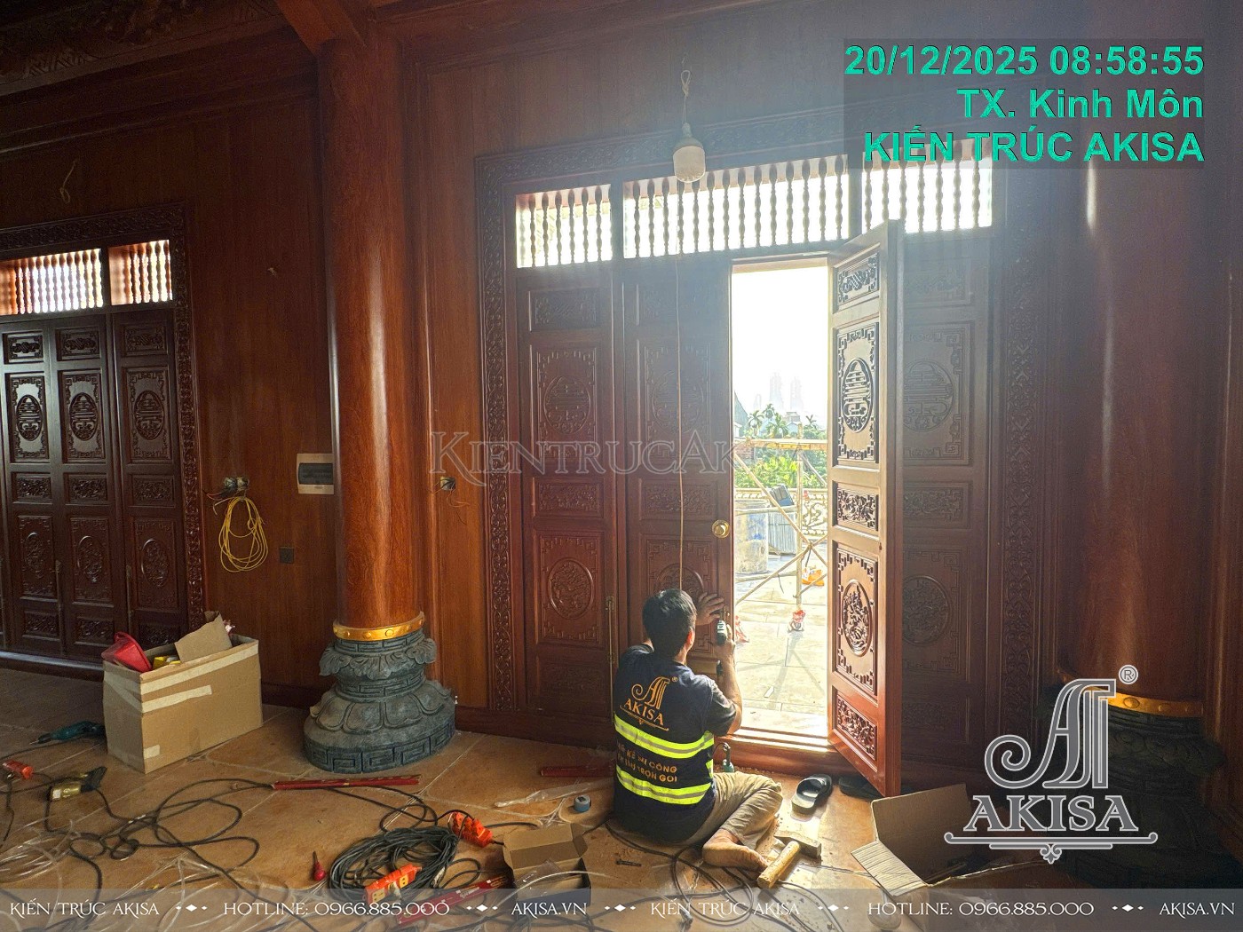 Hình ảnh thi công nội thất biệt thự 2 tầng tại Hải Dương (CĐT: ông Kiên) TC221093-NT