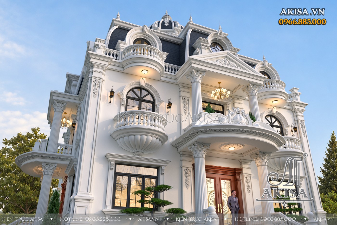 Biệt thự 2 tầng mái Mansard (CĐT: ông Ba - Thanh Hóa) BT221223