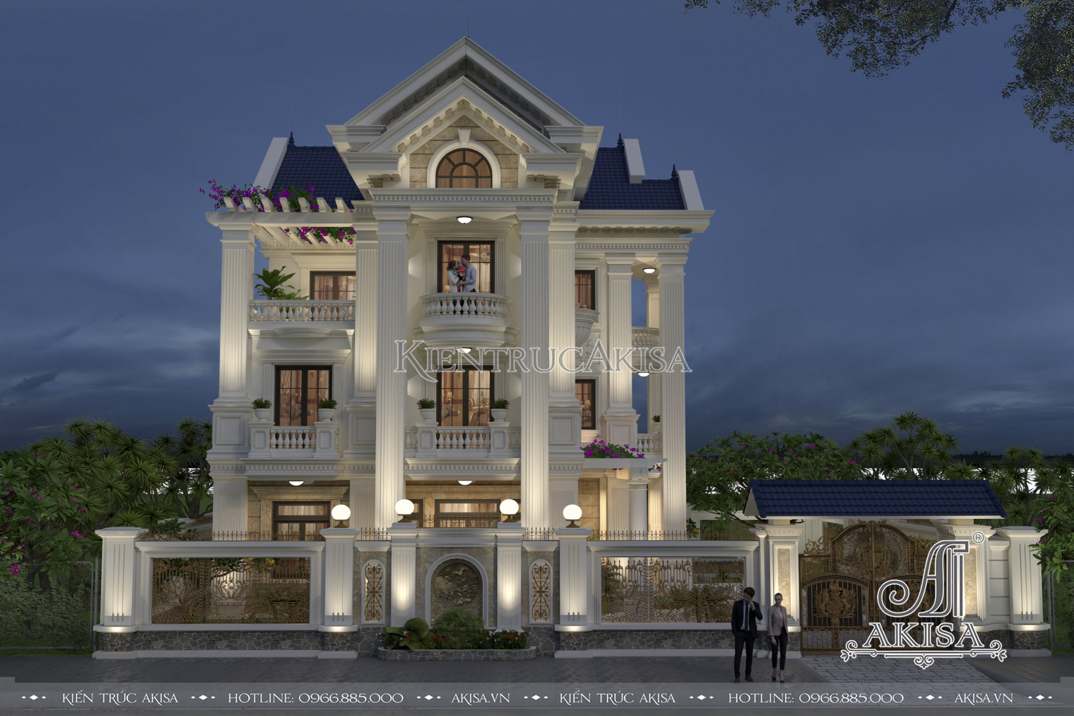 Thiết kế biệt thự tân cổ điển châu Âu 3 tầng đẹp cuốn hút (CĐT: ông Khải - Quảng Ninh) BT32090