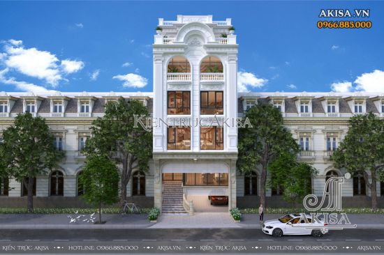 Thiết kế nhà phố 4 tầng tân cổ điển kết hợp kinh doanh (CĐT: ông Hoàng - Nghệ An) NVP62031
