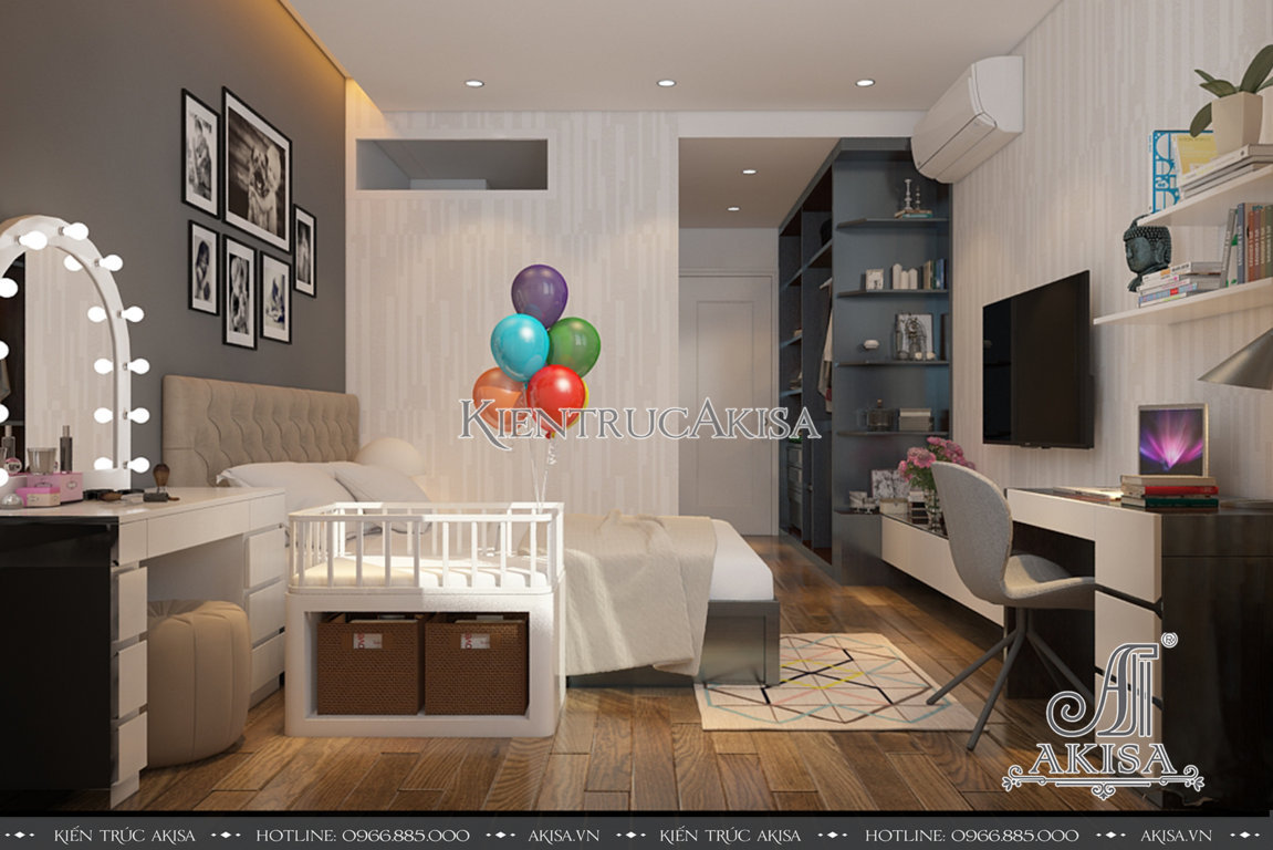 Thiết kế nội thất chung cư hiện đại 3 phòng ngủ (CĐT: ông Huy - Hà Nội) NT21047