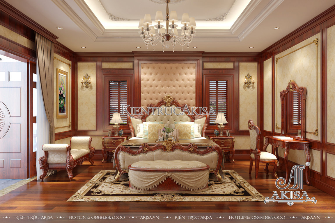 Thiết kế nội thất biệt thự tân cổ điển 2 phòng ngủ (CĐT: ông Duy - Lào Cai) NT12034