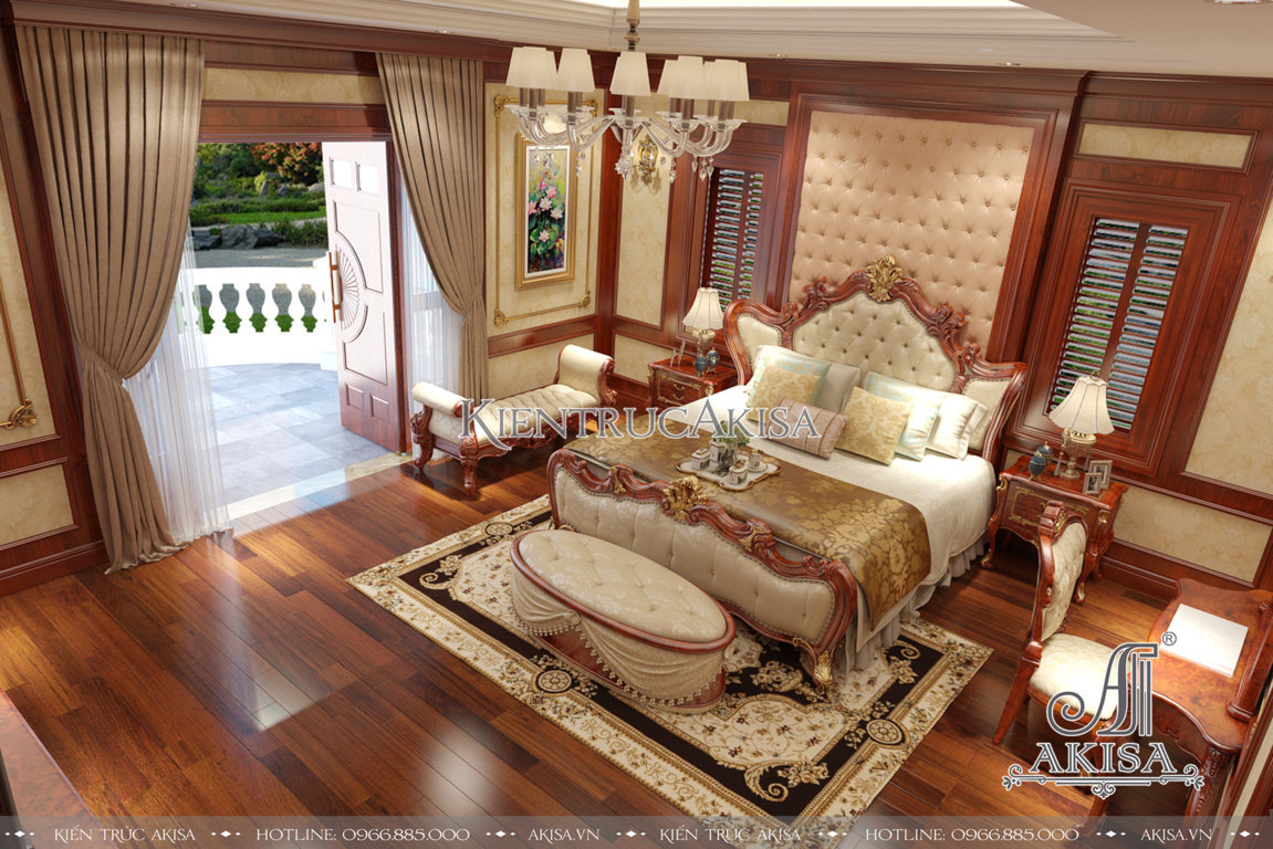 Thiết kế nội thất biệt thự tân cổ điển 2 phòng ngủ (CĐT: ông Duy - Lào Cai) NT12034