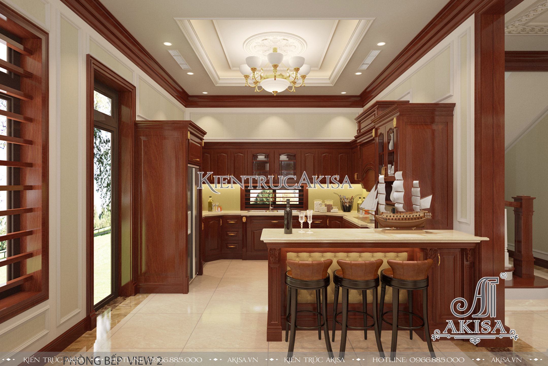 Thiết kế nội thất phòng khách tân cổ điển đẳng cấp (CĐT: bà Kim Anh - Trà Vinh) NT12004