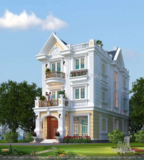 Thiết kế biệt thự tân cổ điển 3 tầng đẹp mê mẩn (CĐT: ông Đạt - Nam Định) BT32005