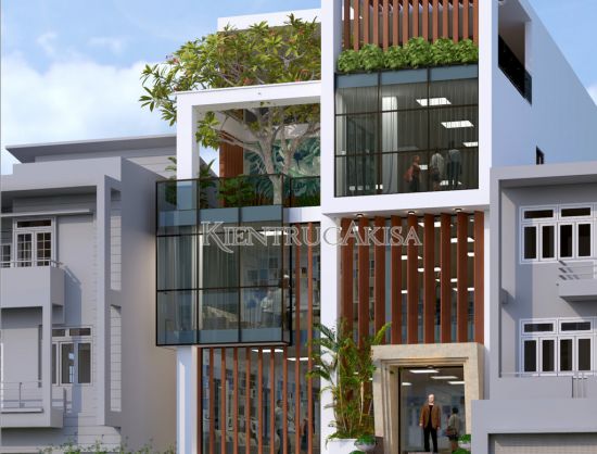 Thiết kế trụ sở văn phòng hiện đại 5 tầng (CĐT: bà Trang - Bình Định) VP51232