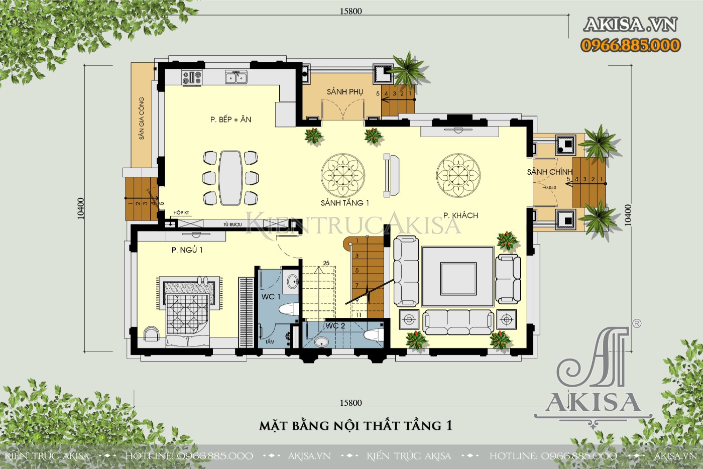 Biệt thự tân cổ điển 2 tầng đẹp tiện nghi sang trọng (CĐT: ông Sơn - Thái Bình) BT22230