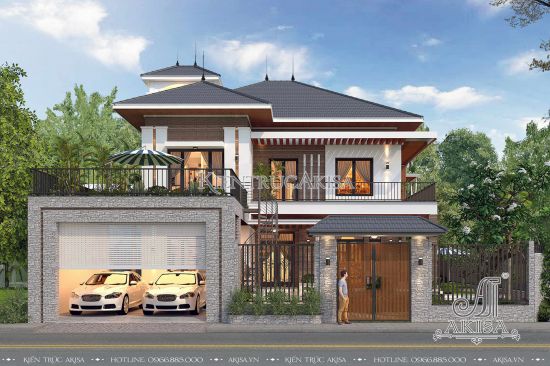 Thiết kế nhà đẹp hiện đại 2 tầng (CĐT: ông Sương - Hưng Yên) BT21181