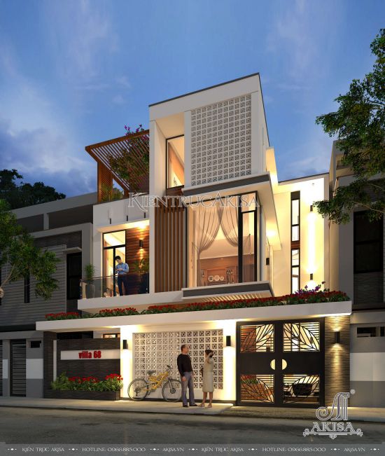 Thiết kế biệt thự phố hiện đại 3 tầng đẹp sang trọng (CĐT: ông Vân - Vũng Tàu) KT31066