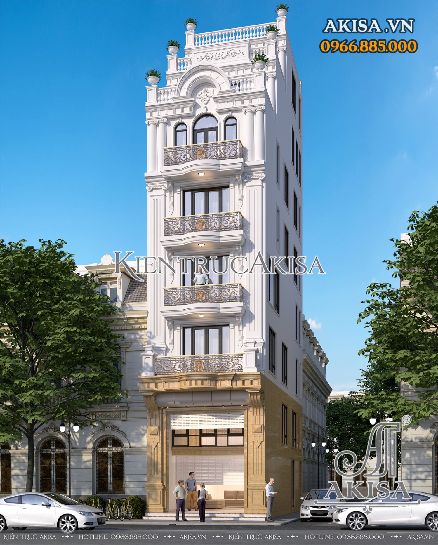 Thiết kế nhà phố tân cổ điển 8 tầng có thang máy (CĐT: ông Tùng - Hà Nội) NP82268