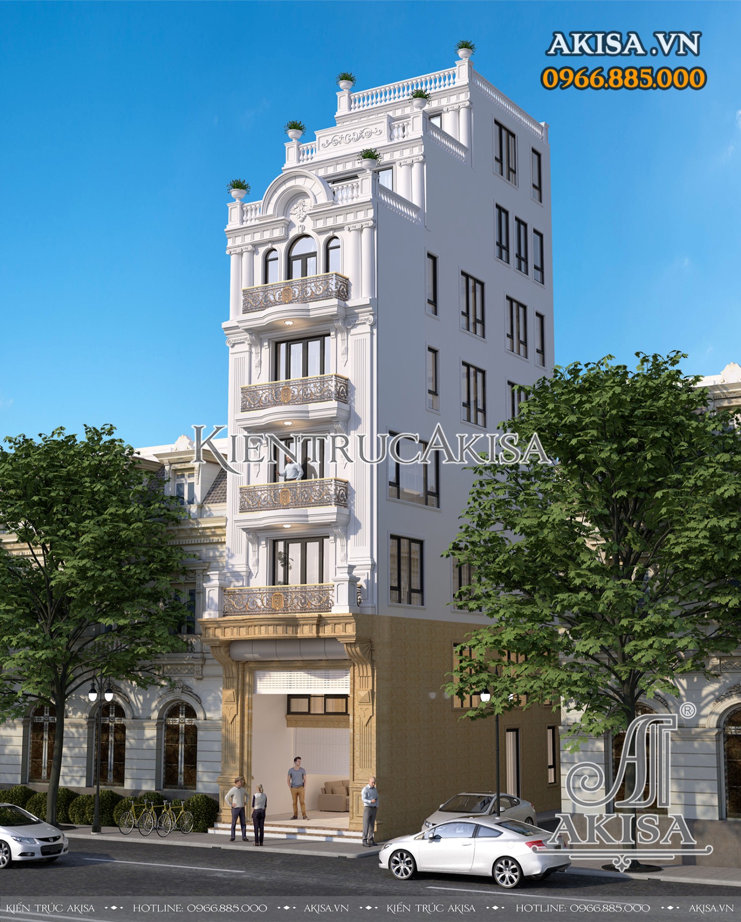 Thiết kế nhà phố tân cổ điển 8 tầng có thang máy (CĐT: ông Tùng - Hà Nội) NP82268