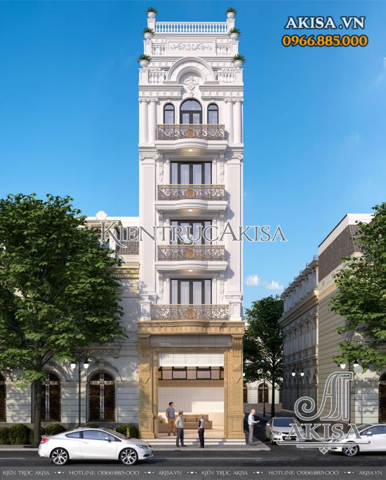 Thiết kế nhà phố tân cổ điển 8 tầng có thang máy (CĐT: ông Tùng - Hà Nội) NP82268