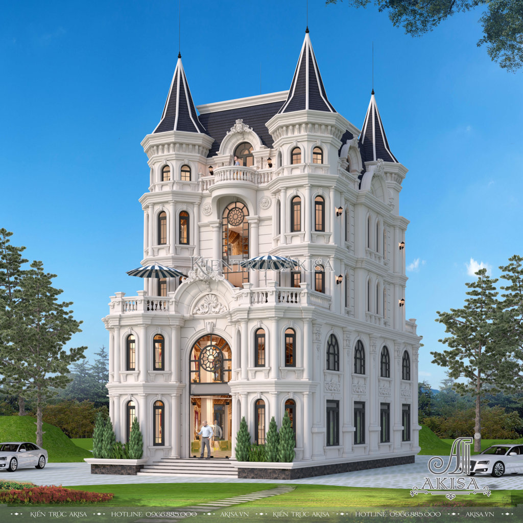 Mẫu biệt thự lâu đài đẹp 5 tầng phong cách Pháp (ông Thế - Bắc Giang) LD52267