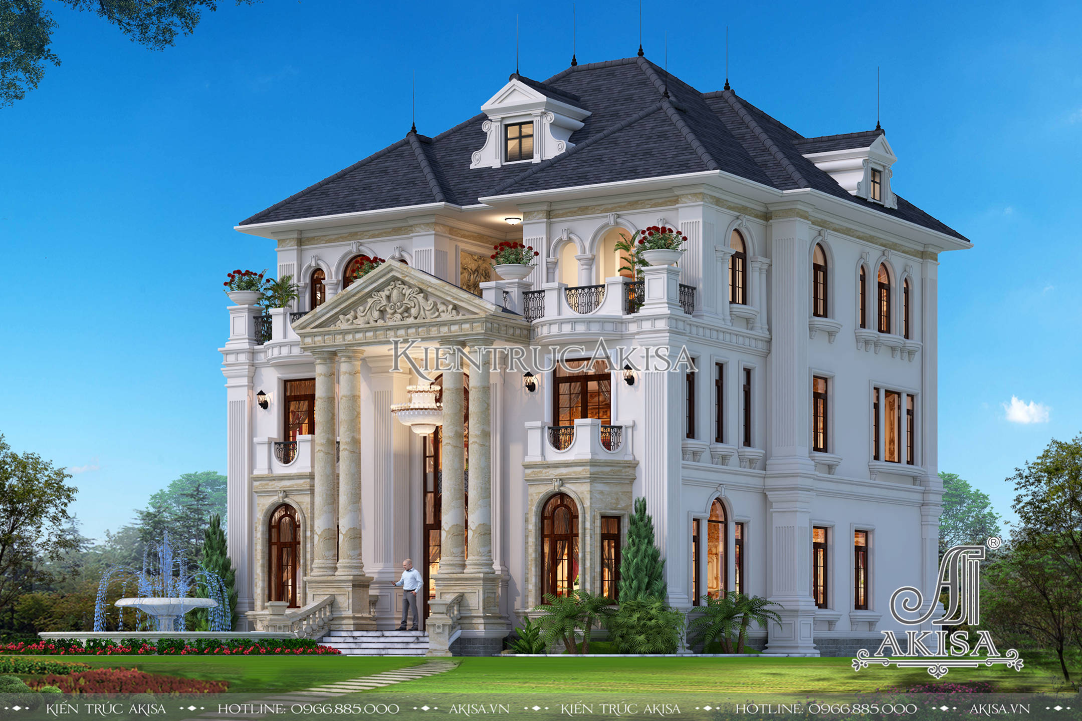 Thiết kế biệt thự dinh thự phong cách Pháp (ông Thanh - Quảng Ngãi) BT32257