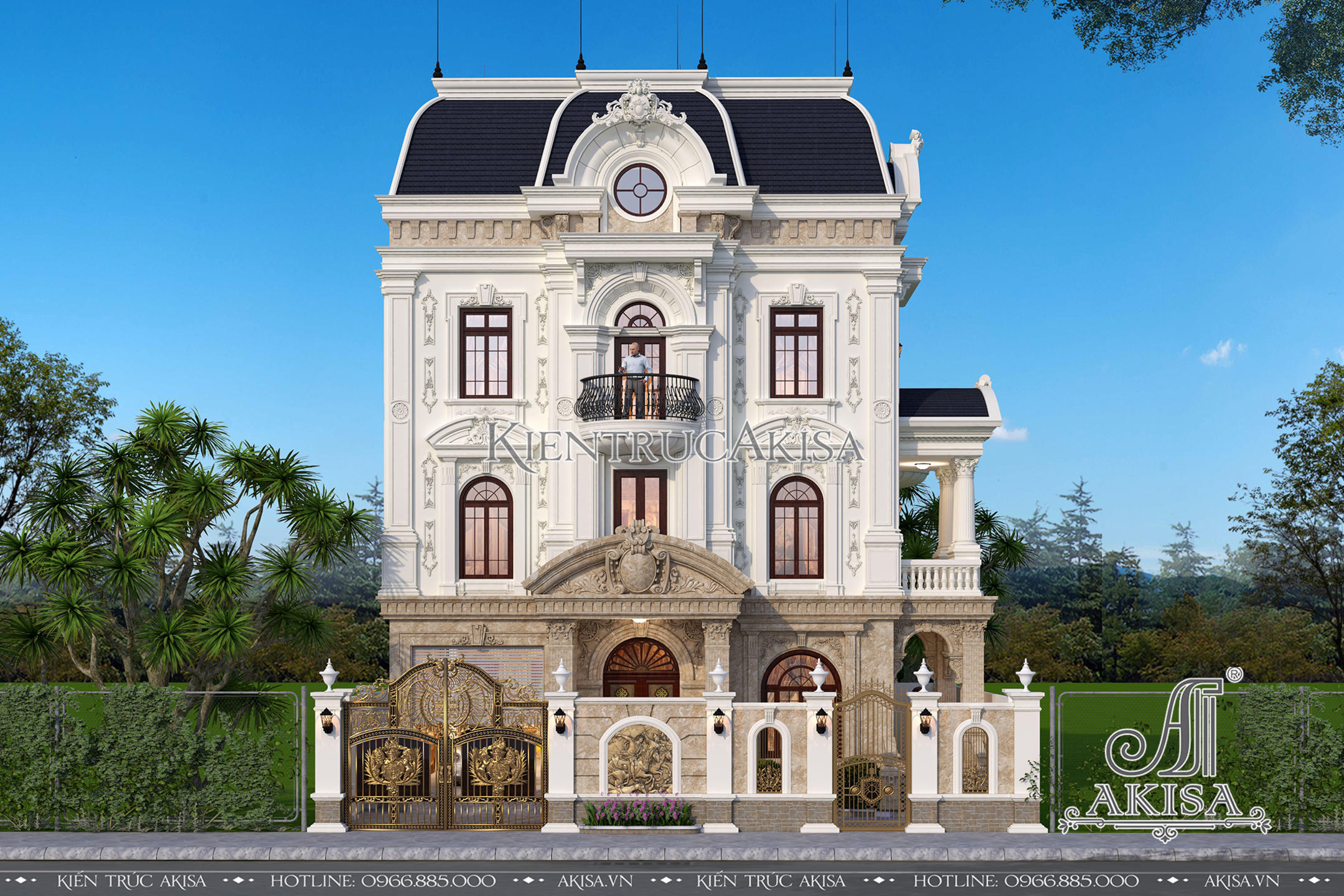 Mẫu biệt thự 4 tầng phong cách tân cổ điển Pháp đẹp đẳng cấp BT42263