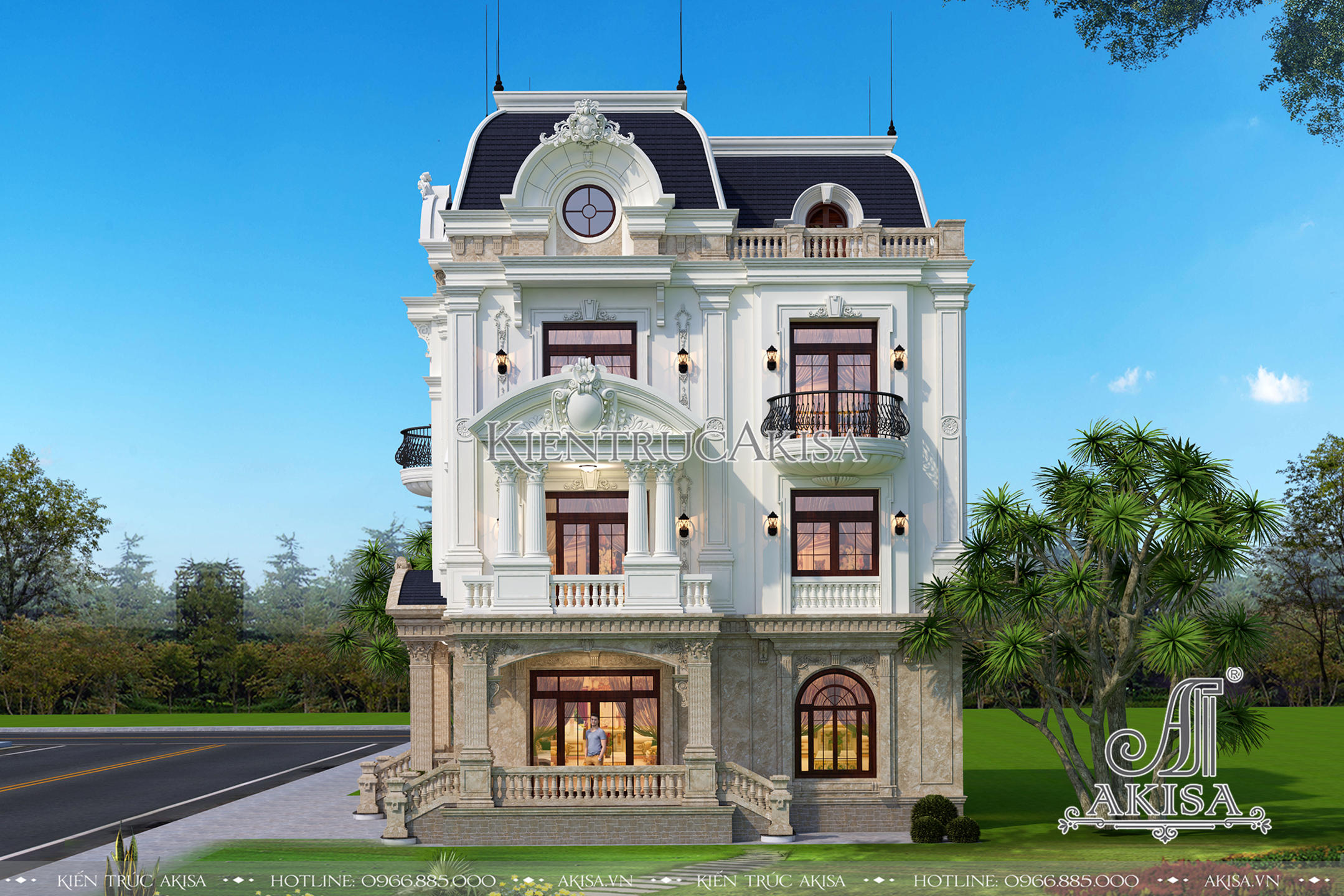 Mẫu biệt thự 4 tầng phong cách tân cổ điển Pháp đẹp đẳng cấp BT42263