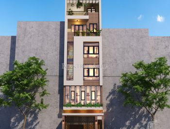 Thiết kế nhà phố 6 tầng hiện đại đẹp tại Hà Nội (CĐT: bà Huyền) KT61300 