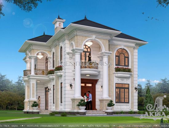 Phối cảnh biệt thự 2 tầng tân cổ điển 11x16m đẹp (CĐT: ông Tùng - Thái Nguyên) BT22326