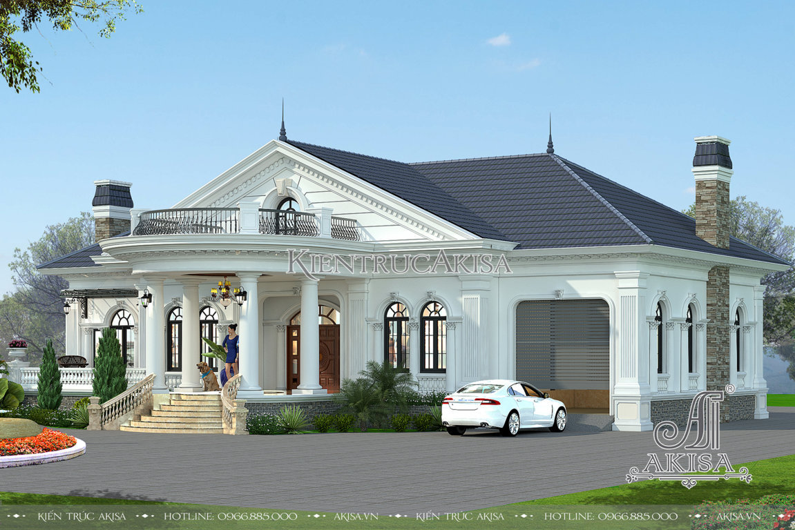 Thiết kế biệt thự nhà vườn 1 tầng 4 phòng ngủ mái thái khoa học nhất hiện nay