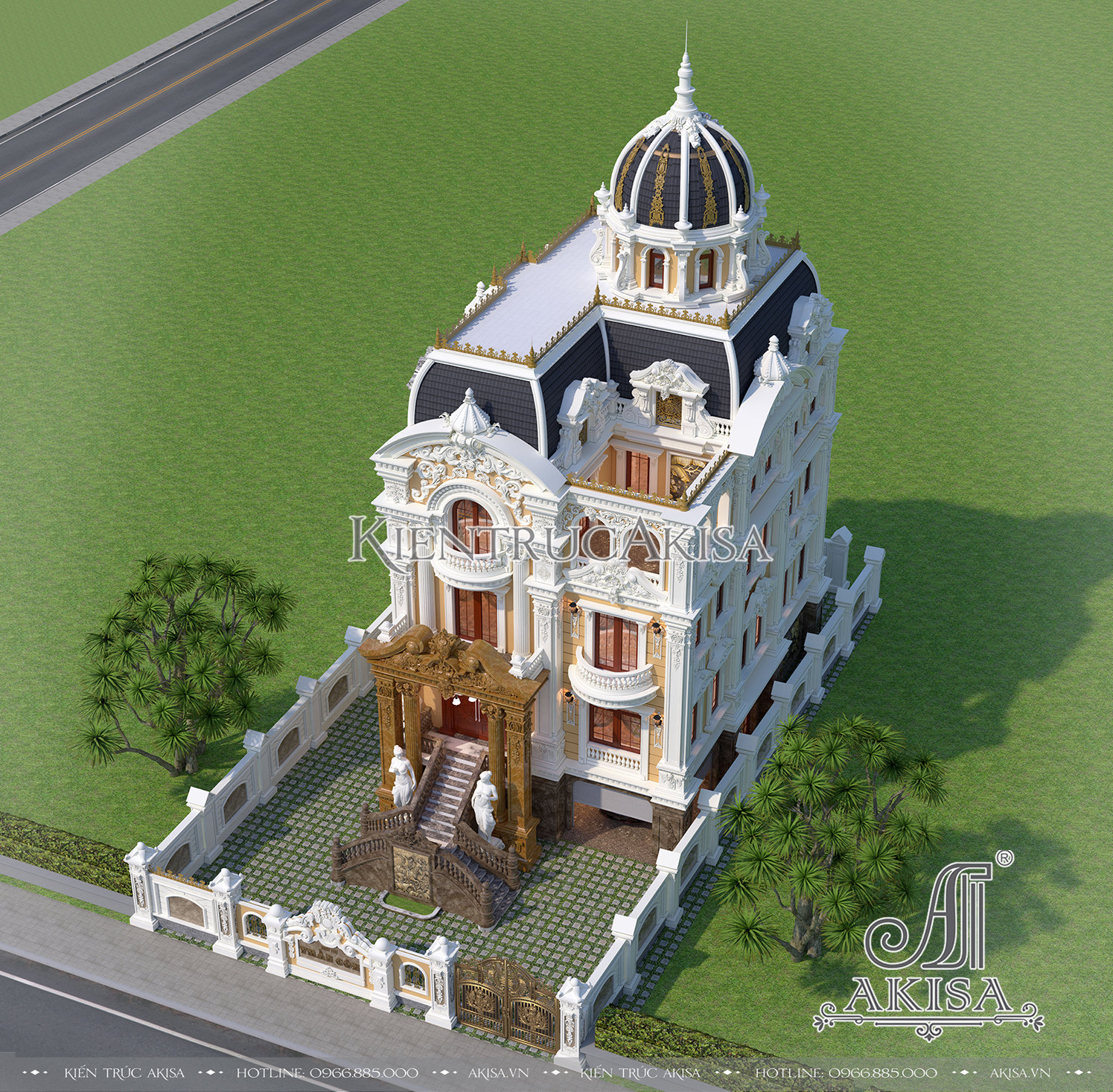 Thiết kế lâu đài cổ điển Pháp 5 tầng đẹp (CĐT: bà Giang - Phú Thọ) LD52297