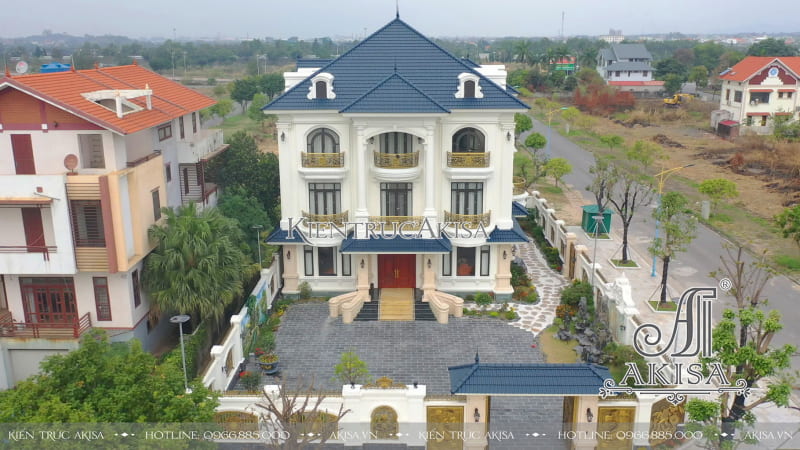 Tổng thể công trình biệt thự 3 tầng 2 mặt tiền tân cổ điển tại Quảng Ninh