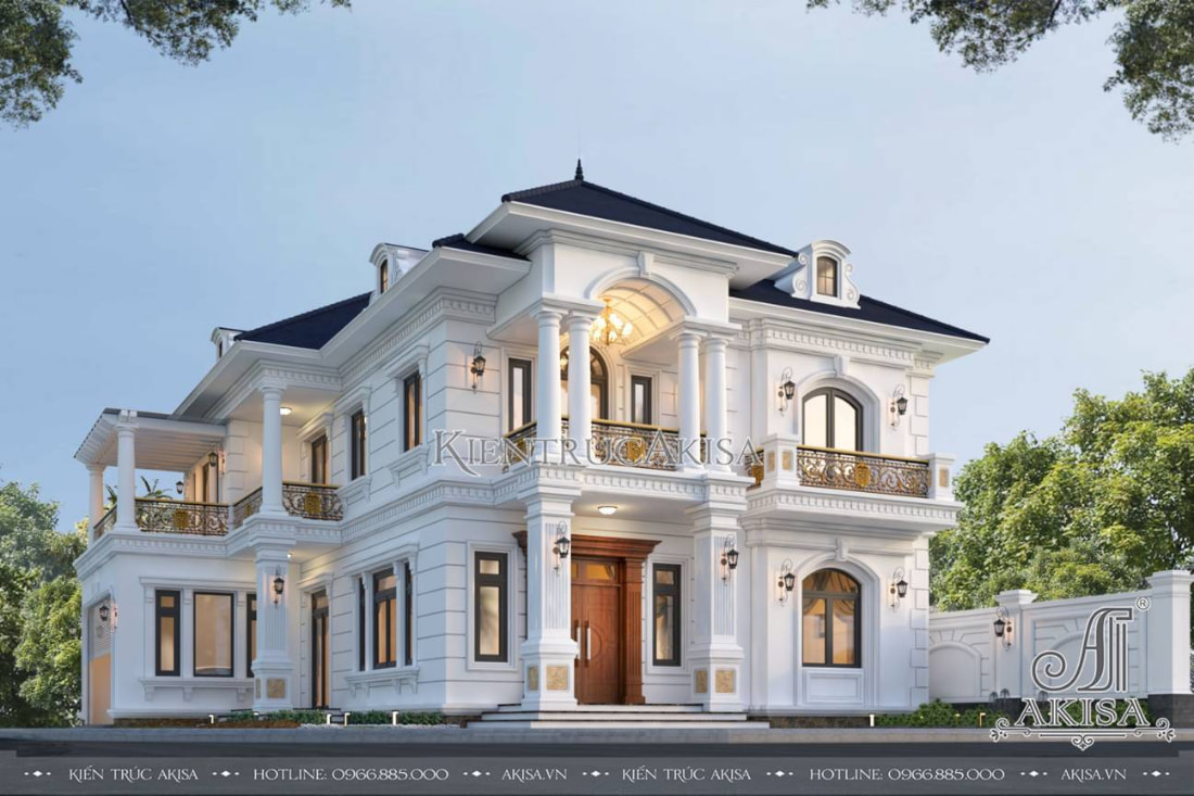 Thiết kế biệt thự 2 tầng 2 mặt tiền phong cách tân cổ điển đẹp sang trọng tinh tế tại Sơn La