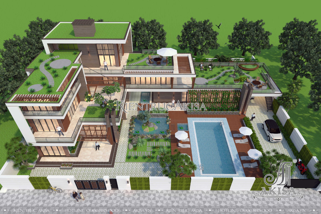Quy hoạch tổng thể khu đất khi thiết kế biệt thự 3 tầng có hồ bơi đảm bảo sự hài hòa và tiện nghi