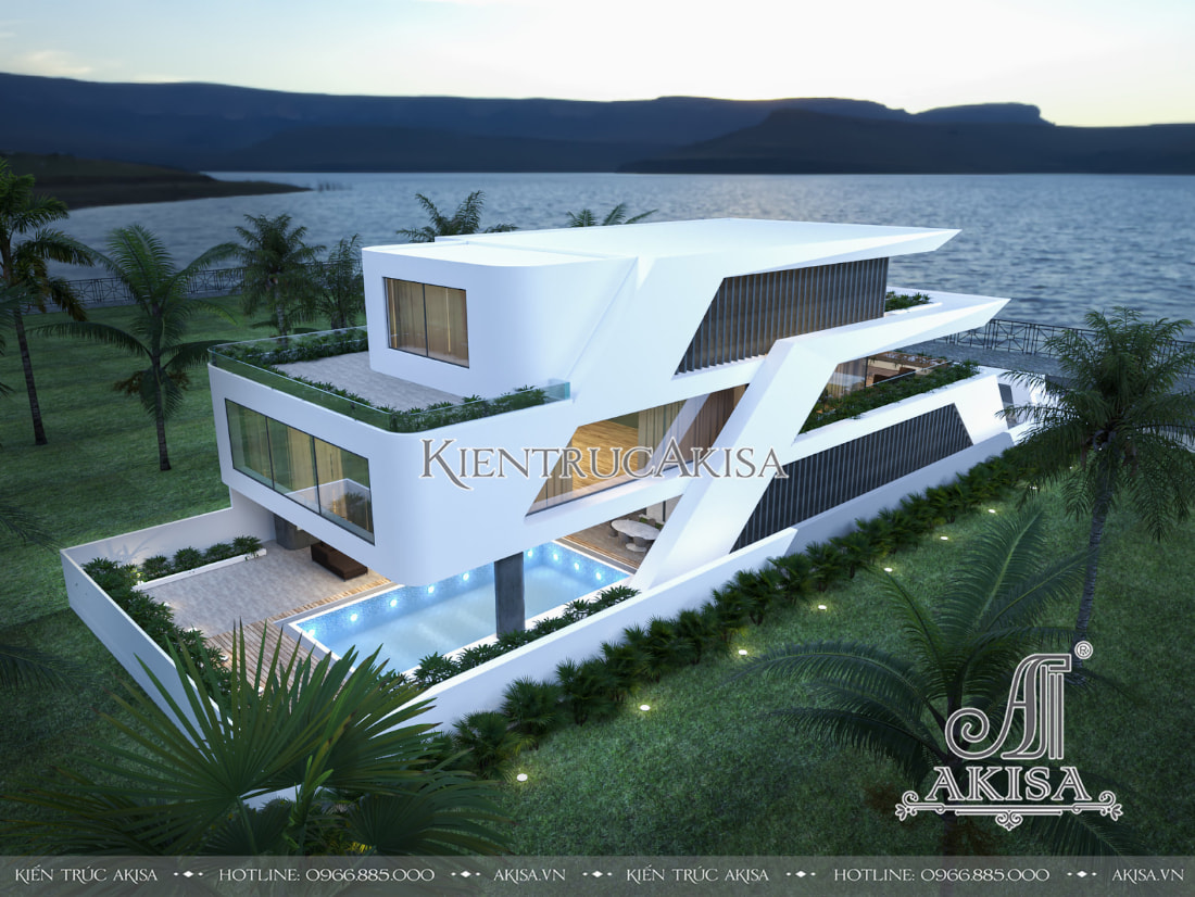 Thiết kế biệt thự villa 3 tầng hiện đại đẹp với bể bơi phía sau đẳng cấp tiện nghi