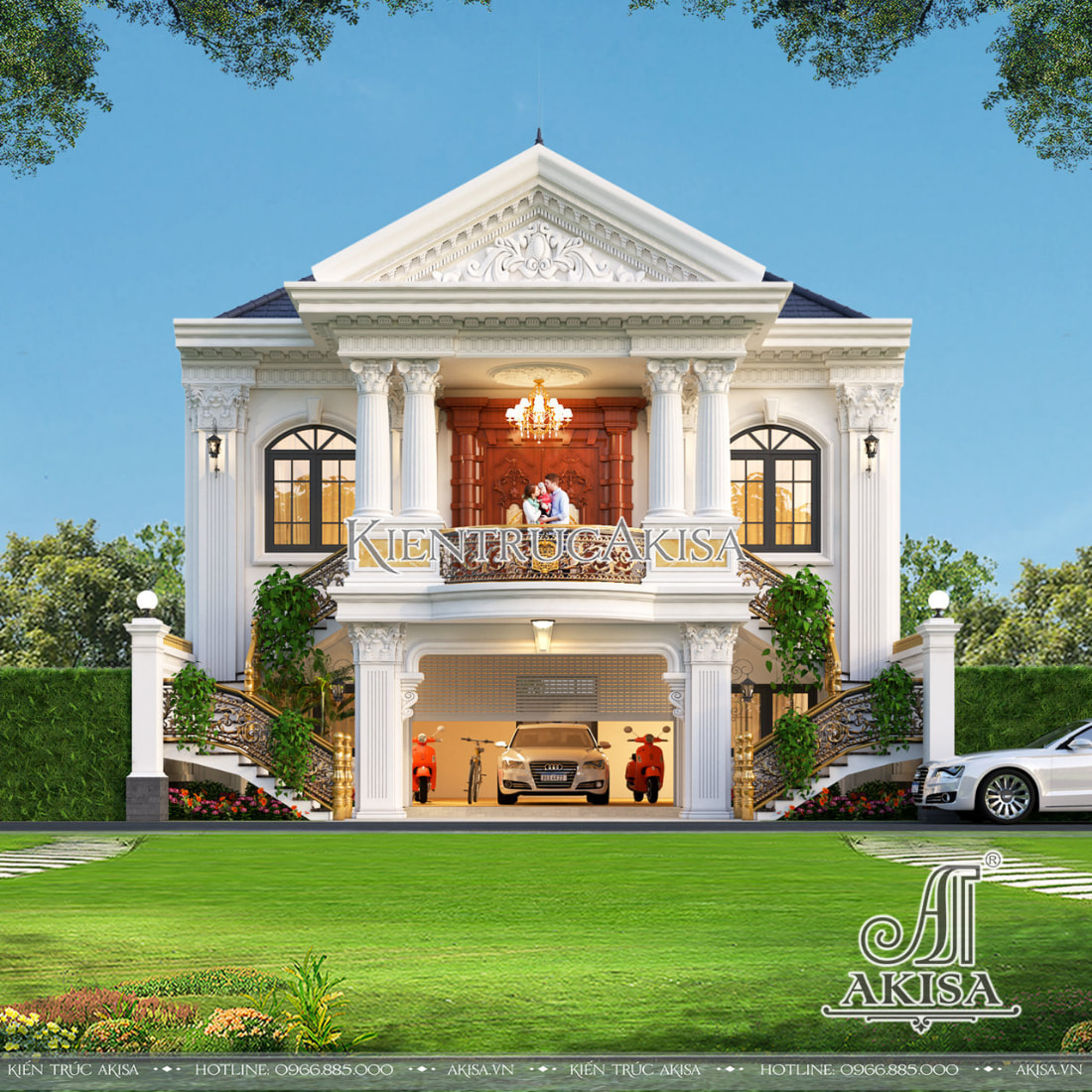 Thiết kế biệt thự 2 tầng có gara phong cách tân cổ điển tại Quảng Bình