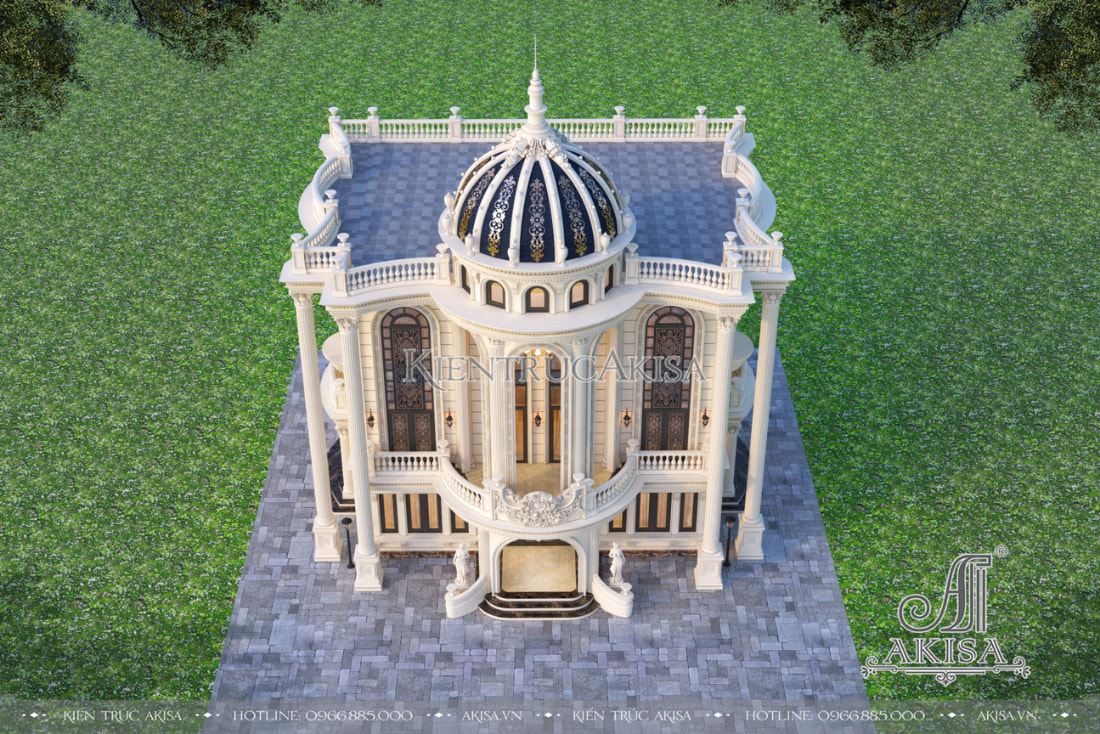 Biệt thự 3 tầng tân cổ điển Pháp với mái vòm đặc trưng của kiến trúc lâu đài Pháp