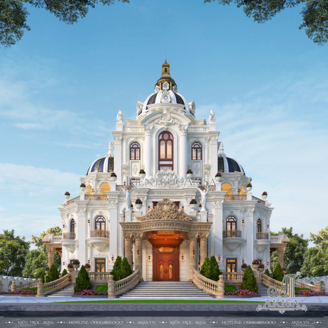 Thiết kế biệt thự lâu đài 4 tầng kiểu Pháp xa hoa, đẳng cấp tại Khánh Hòa