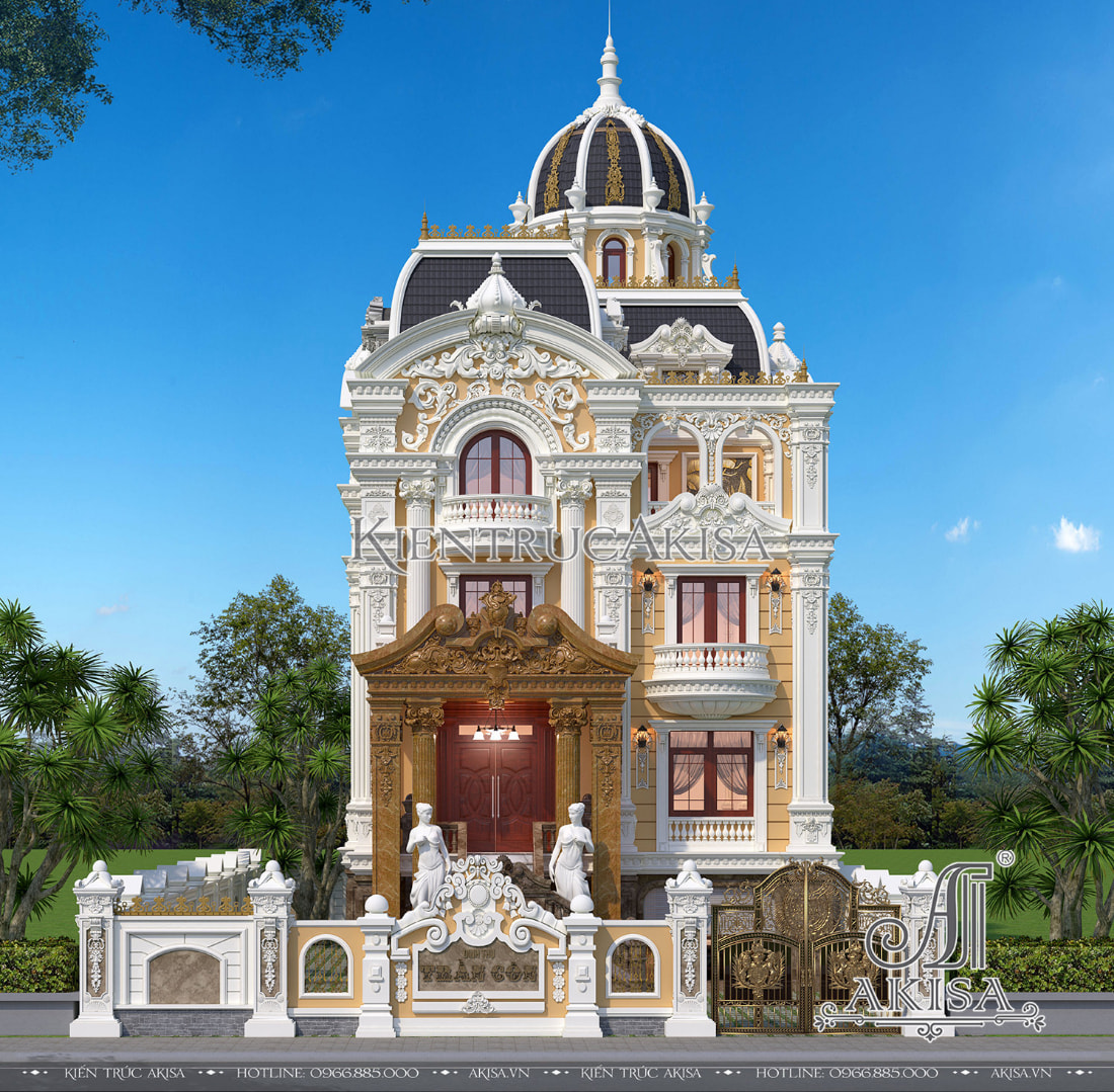 Thiết kế biệt thự lâu đài cổ điển Pháp 5 tầng đồ sộ tại Phú Thọ