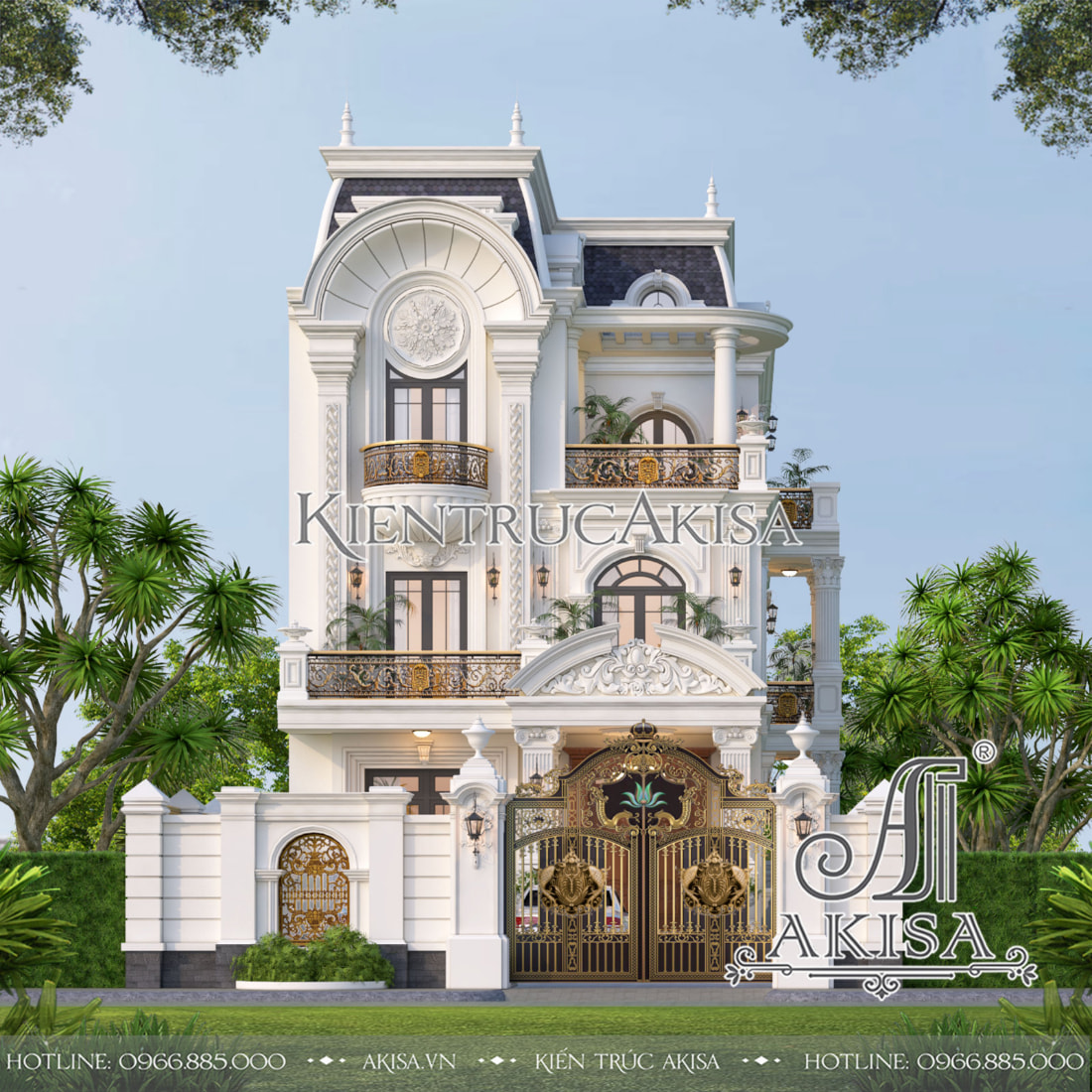 Biệt thự 8x15m 3 tầng tân cổ điển Pháp đẹp sang trọng tại Bắc Ninh