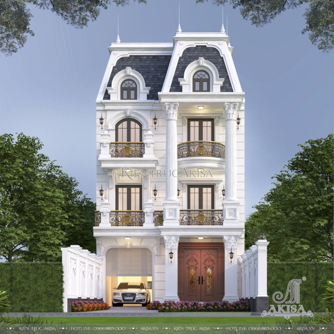 Thiết kế biệt thự 8x20m 3 tầng tân cổ điển đẹp ấn tượng tại Ninh Bình