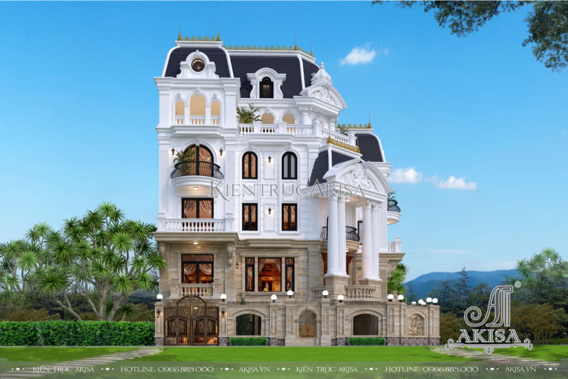 Dinh thự tân cổ điển Pháp 2 mặt tiền tại Quảng Bình không chỉ thu hút bởi ngoại thất ấn tượng mà còn mang đến không gian sống tiện nghi, sang trọng với 6 phòng ngủ rộng rãi.