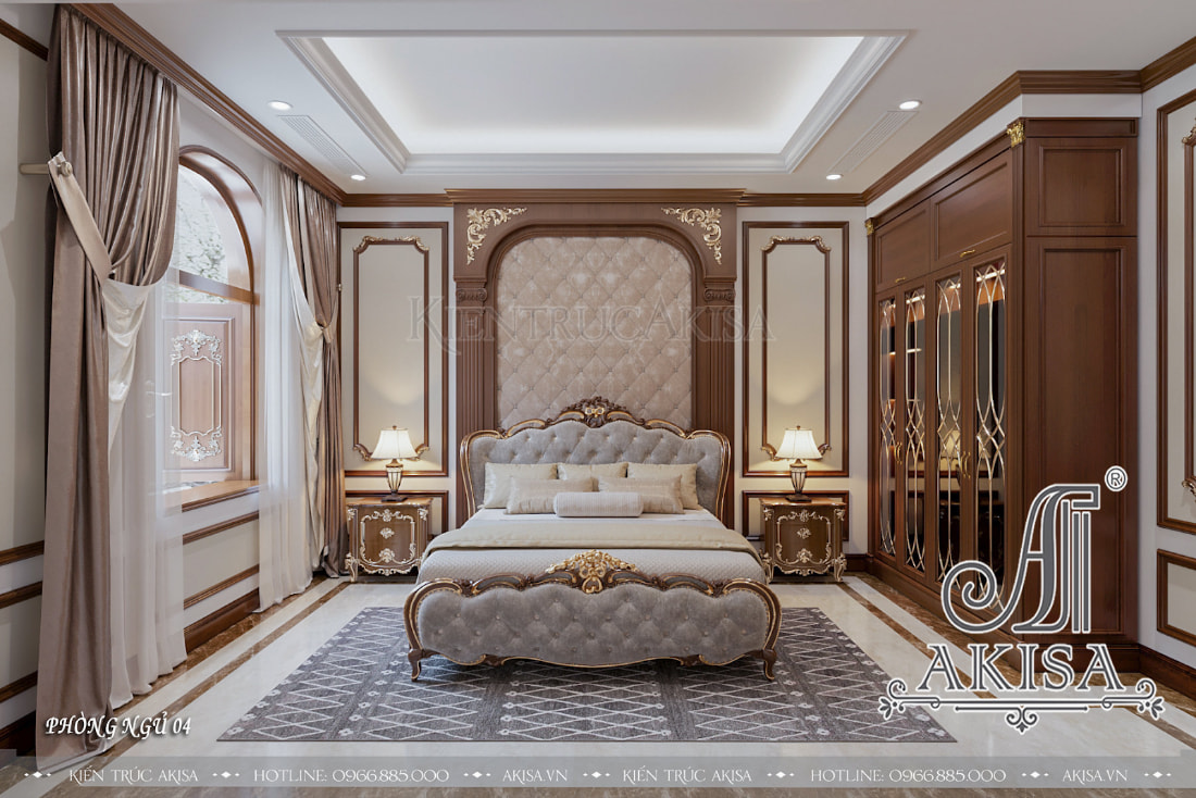 Giường ngủ king size với phong cách cổ điển