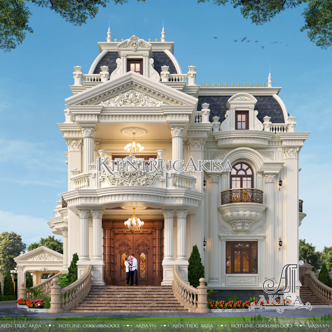 Mẫu thiết kế biệt thự cổ điển Pháp 2 tầng đẹp đẳng cấp tại Cần Thơ