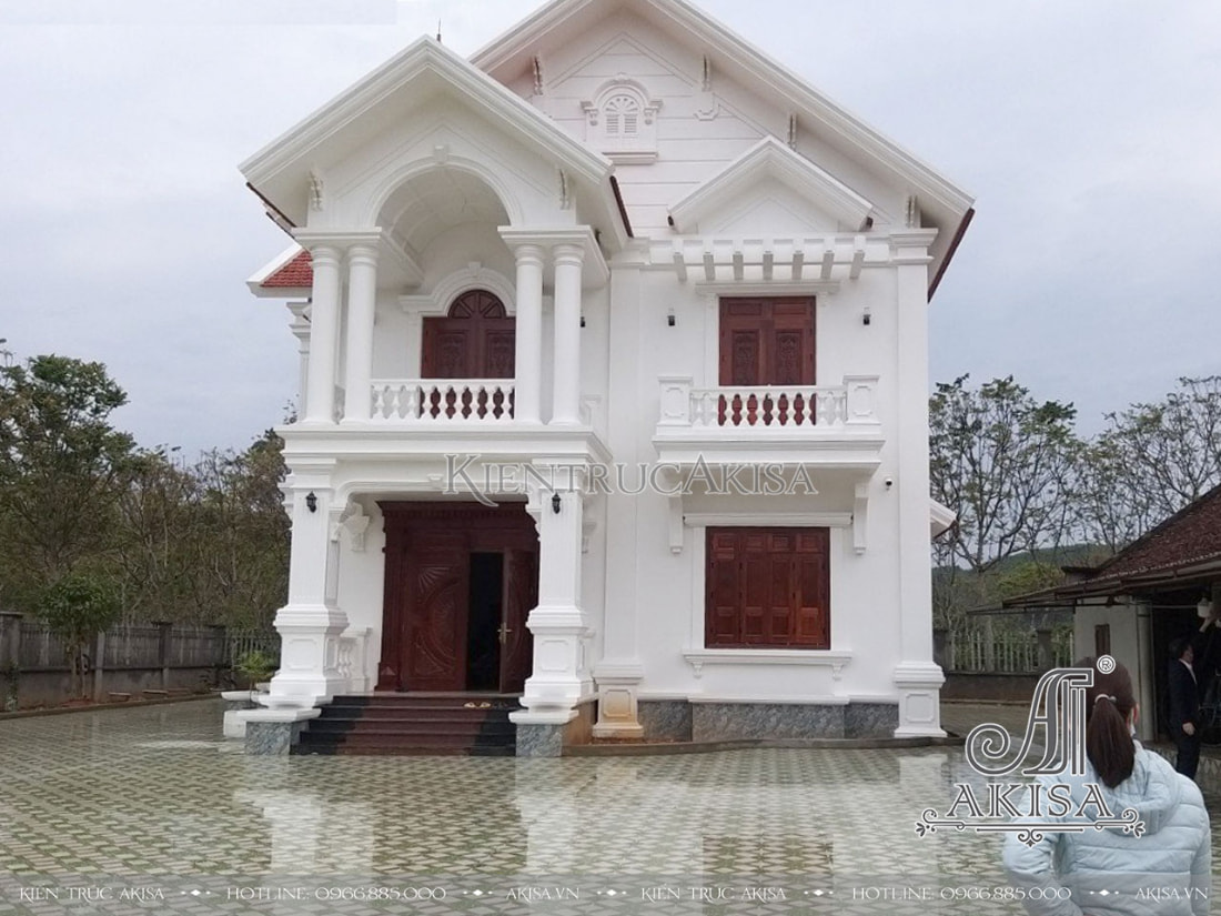 Hình ảnh thực tế nhà mái Thái 2 tầng phong cách tân cổ điển đẹp tinh tế, trang nhã tại Bắc Giang