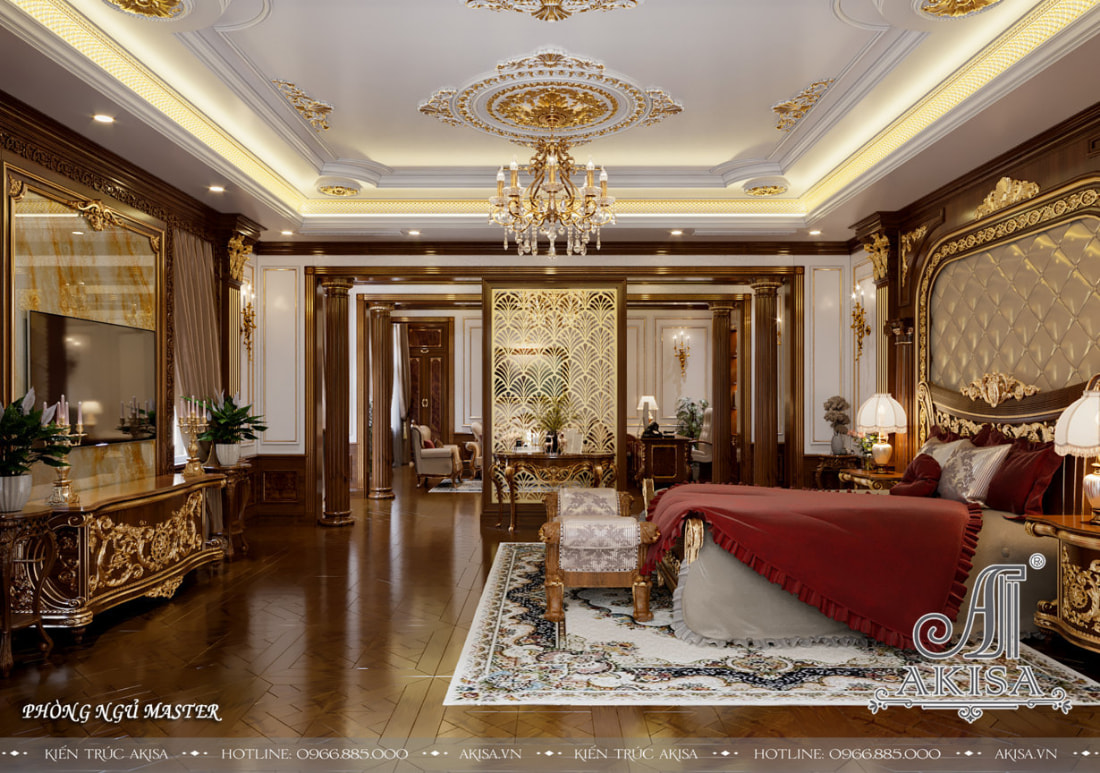 Phòng ngủ đẳng cấp cùng nội thất sang trọng, màu sắc hài hòa tạo nên vẻ đẹp và giá trị vượt thời gian