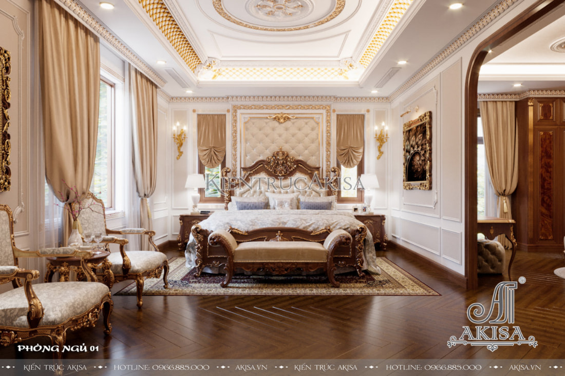 Phòng ngủ master phong cách cổ điển mang đến không gian nghỉ ngơi sang trọng đẳng cấp hoàng gia